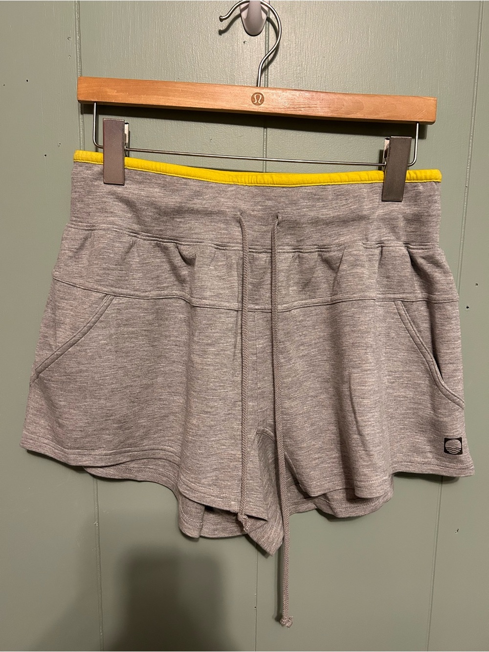 Anthropologie Daily Practice Gray Athletic Shorts with Yellow Waistband